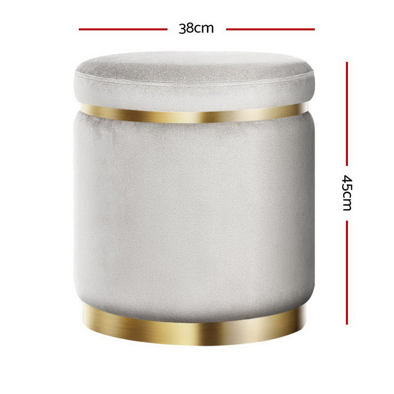 Round Velvet Foot Stool – Grey
