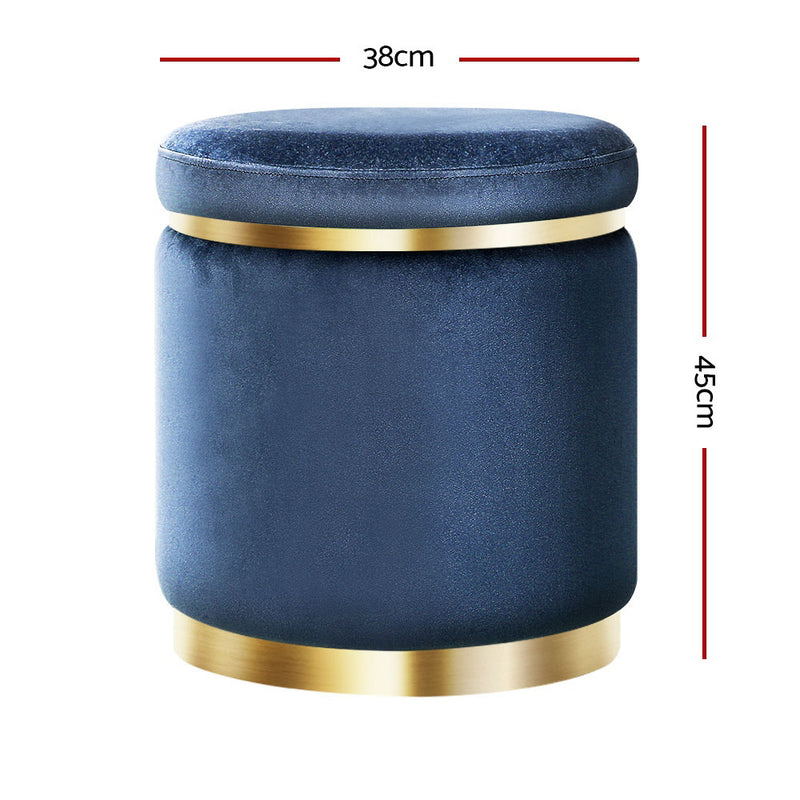 Round Velvet Foot Stool – Navy