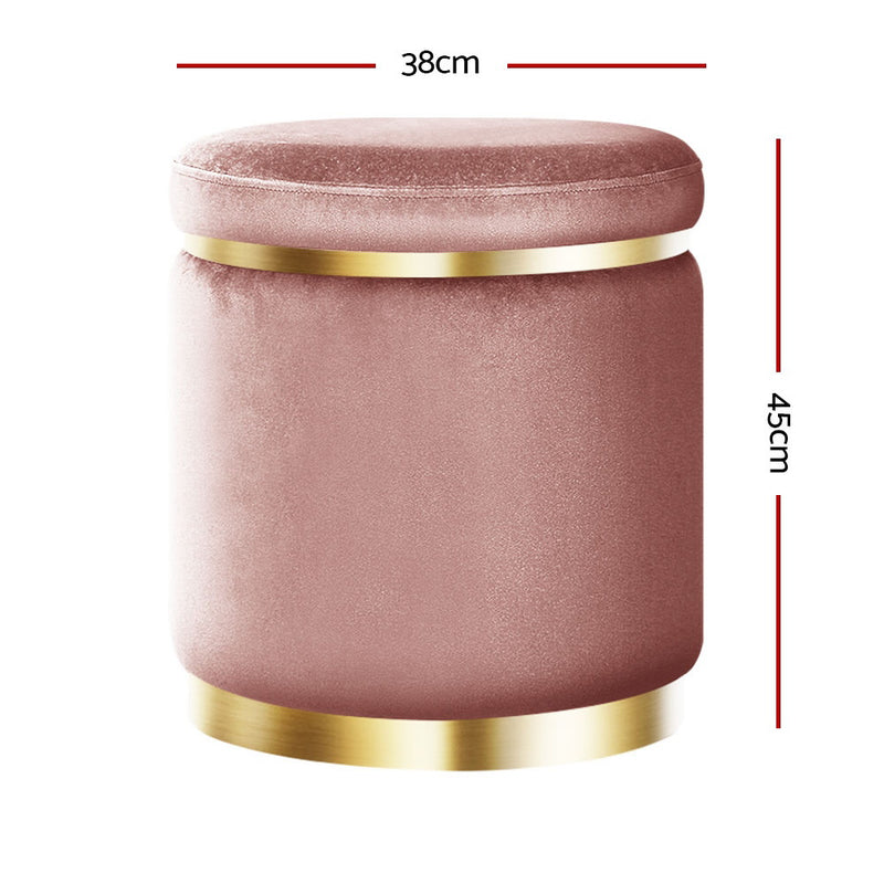 Round Velvet Foot Stool – Pink