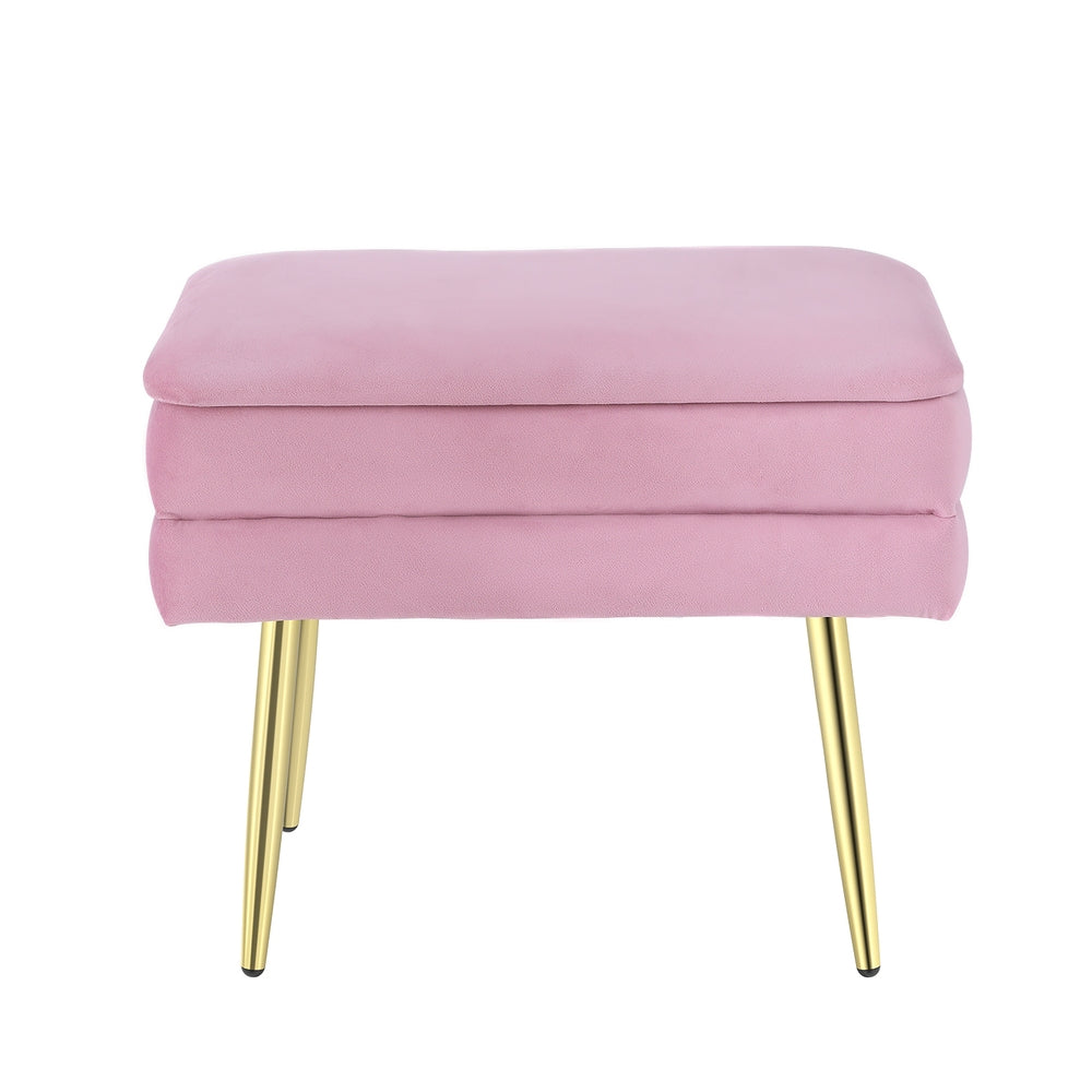 Amot Velvet Storage Ottoman – Pink – 50 cm
