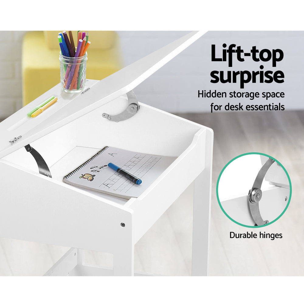Nolan Kids Lift-Top Activity Desk – White – 60 cm