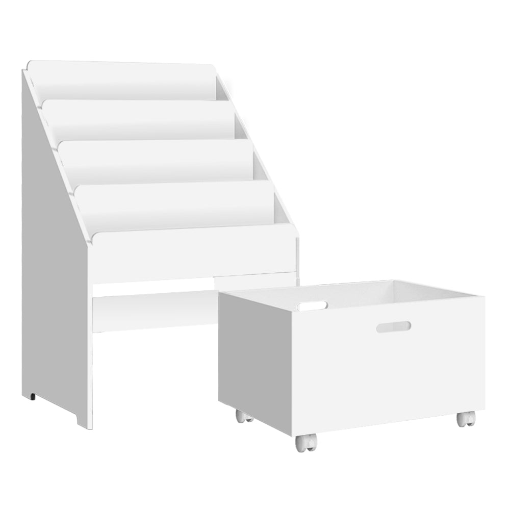 Atlas Kids Bookshelf with Drawers – White – 4 Tier