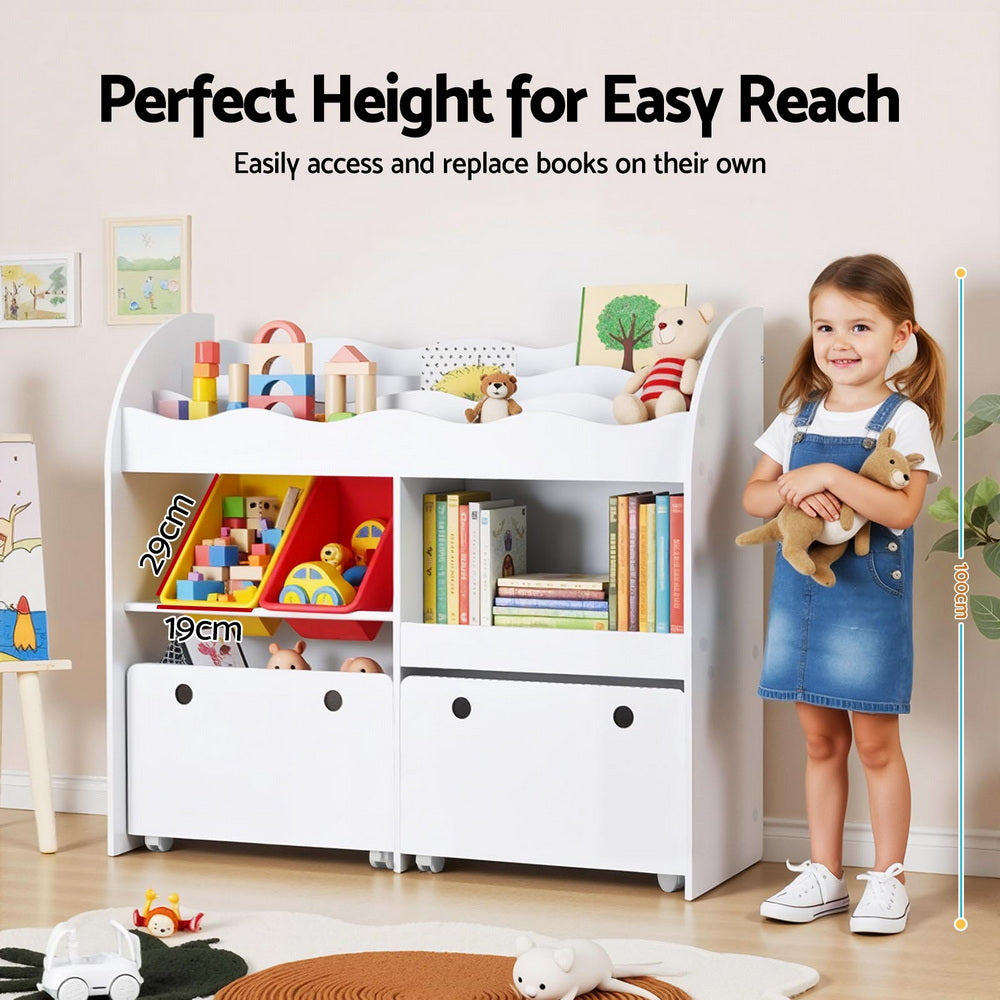 Rowan Kids Bookshelf – White – 3 Tier