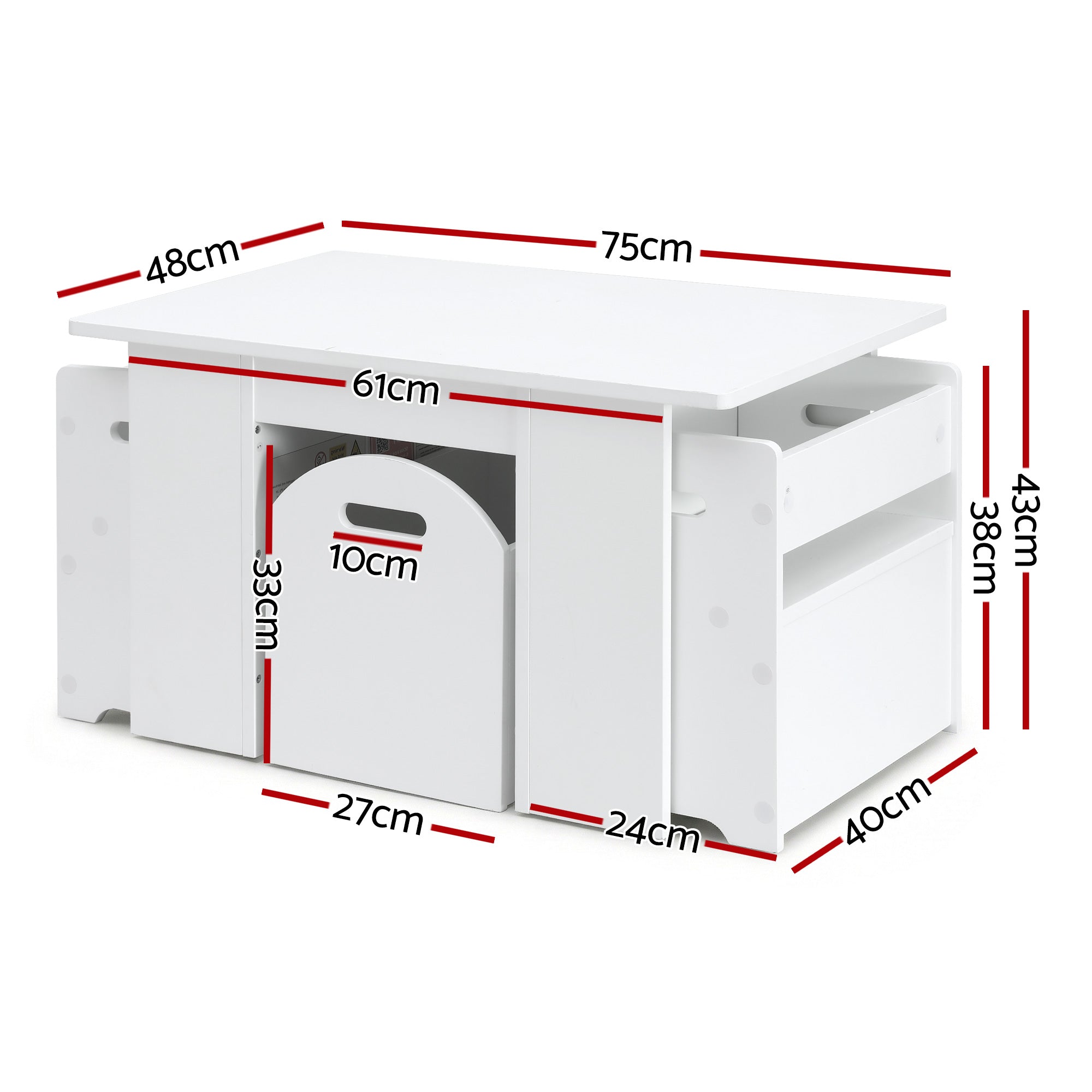 Atlas Kids Table and Chairs Set – White – 3 Piece