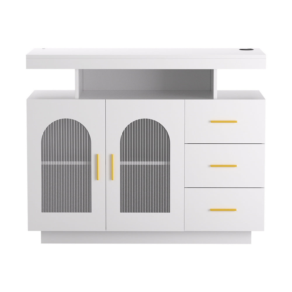 Valdez LED Buffet Sideboard with Clear Doors – White