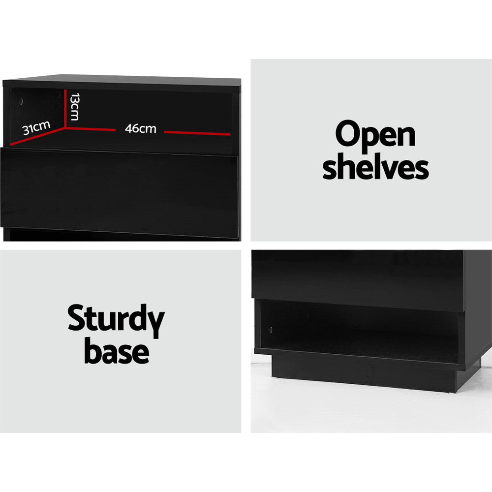 Lumina LED Bedside Table – Black – 50 cm