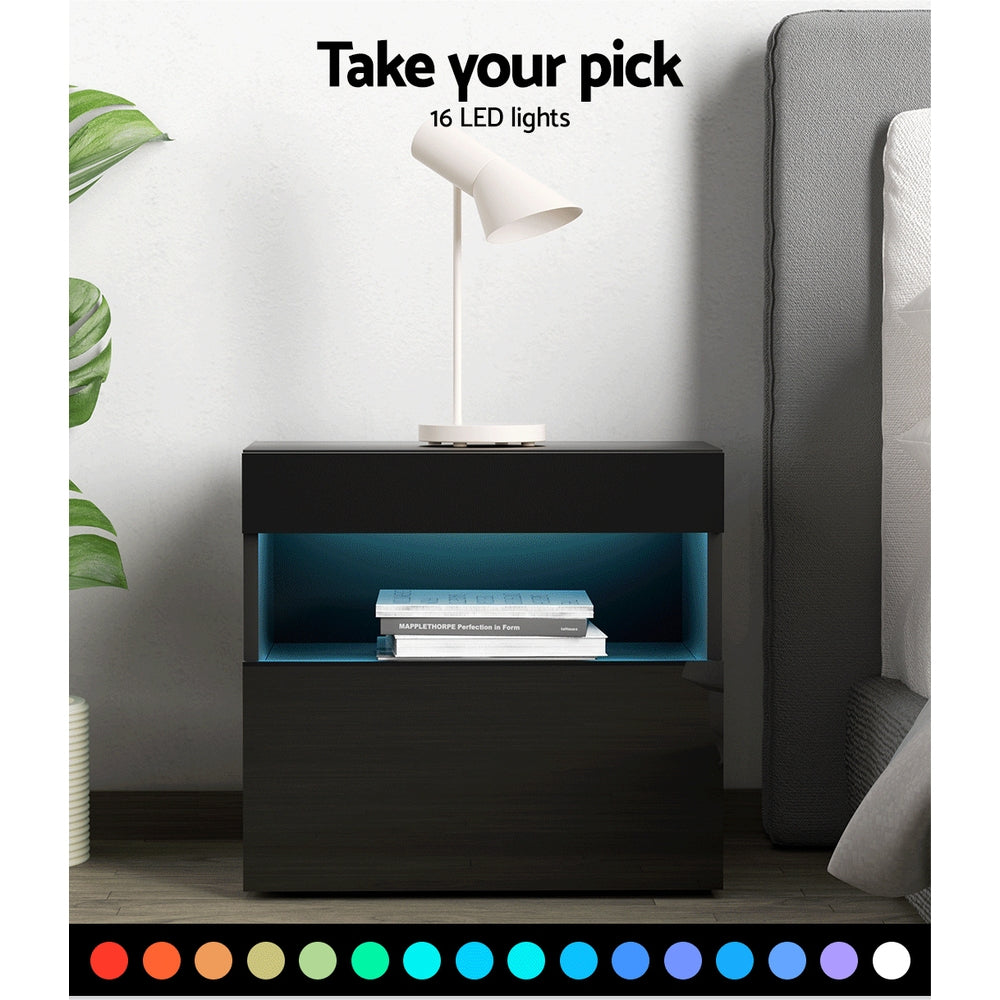 Marston LED Bedside Table – Black
