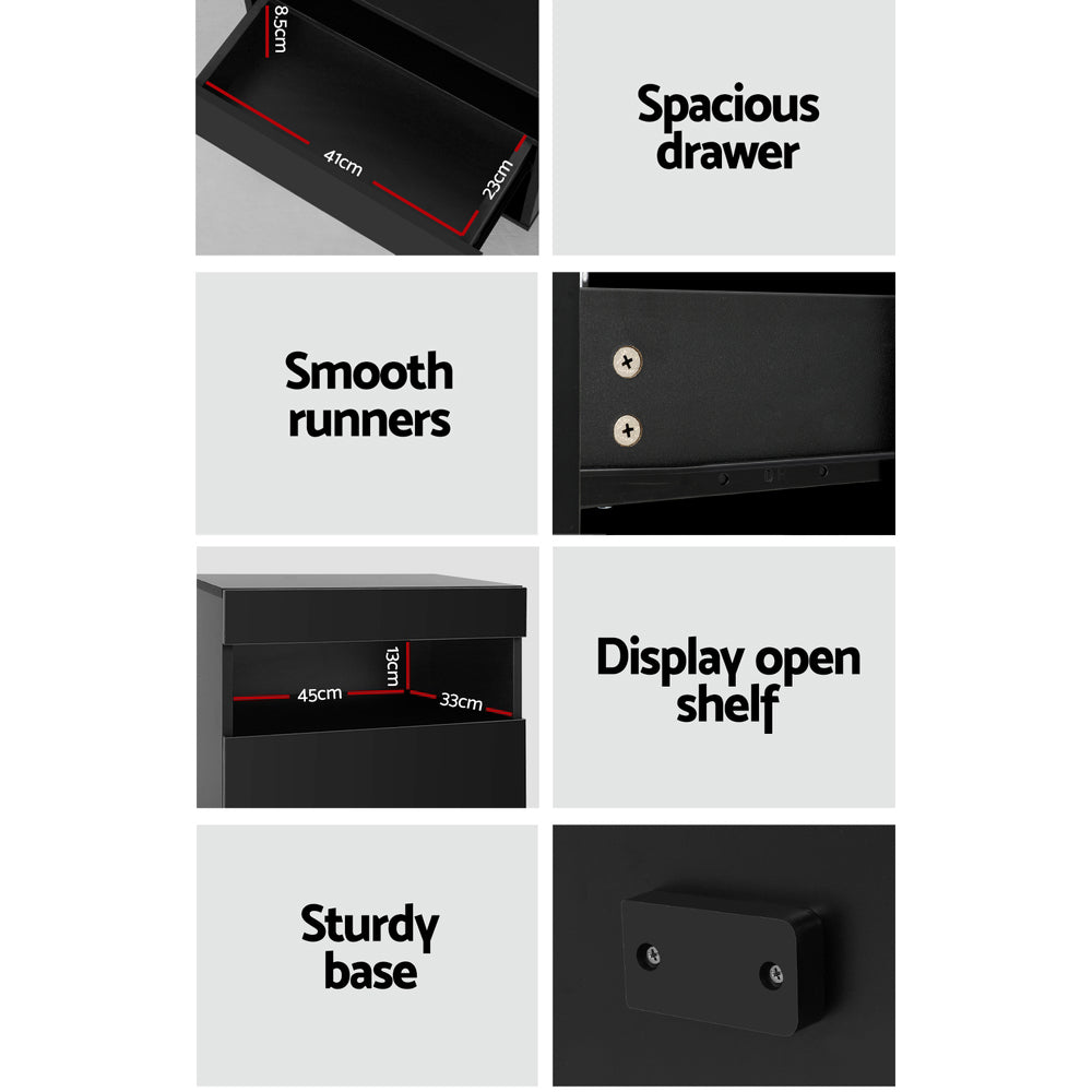 Marston LED Bedside Table – Black