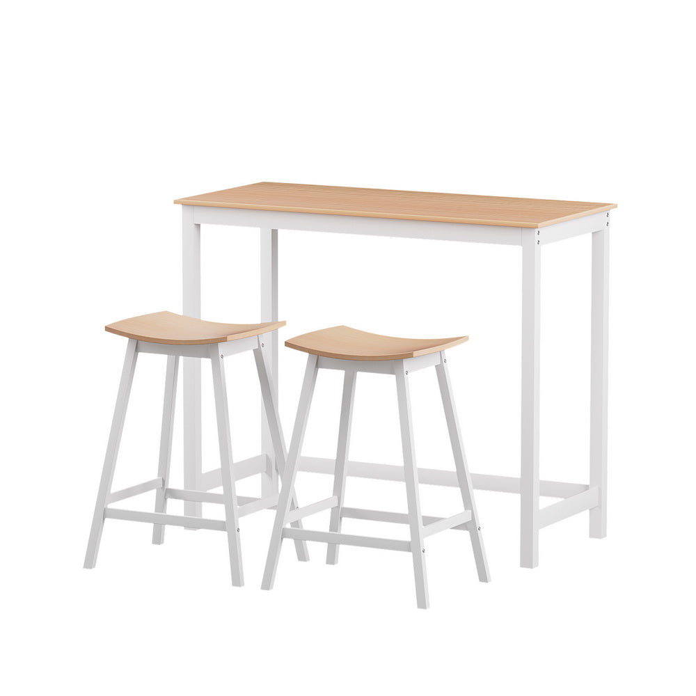 Marston Solid Wood Bar Table and Stool Set – Pine & White – Set of 2