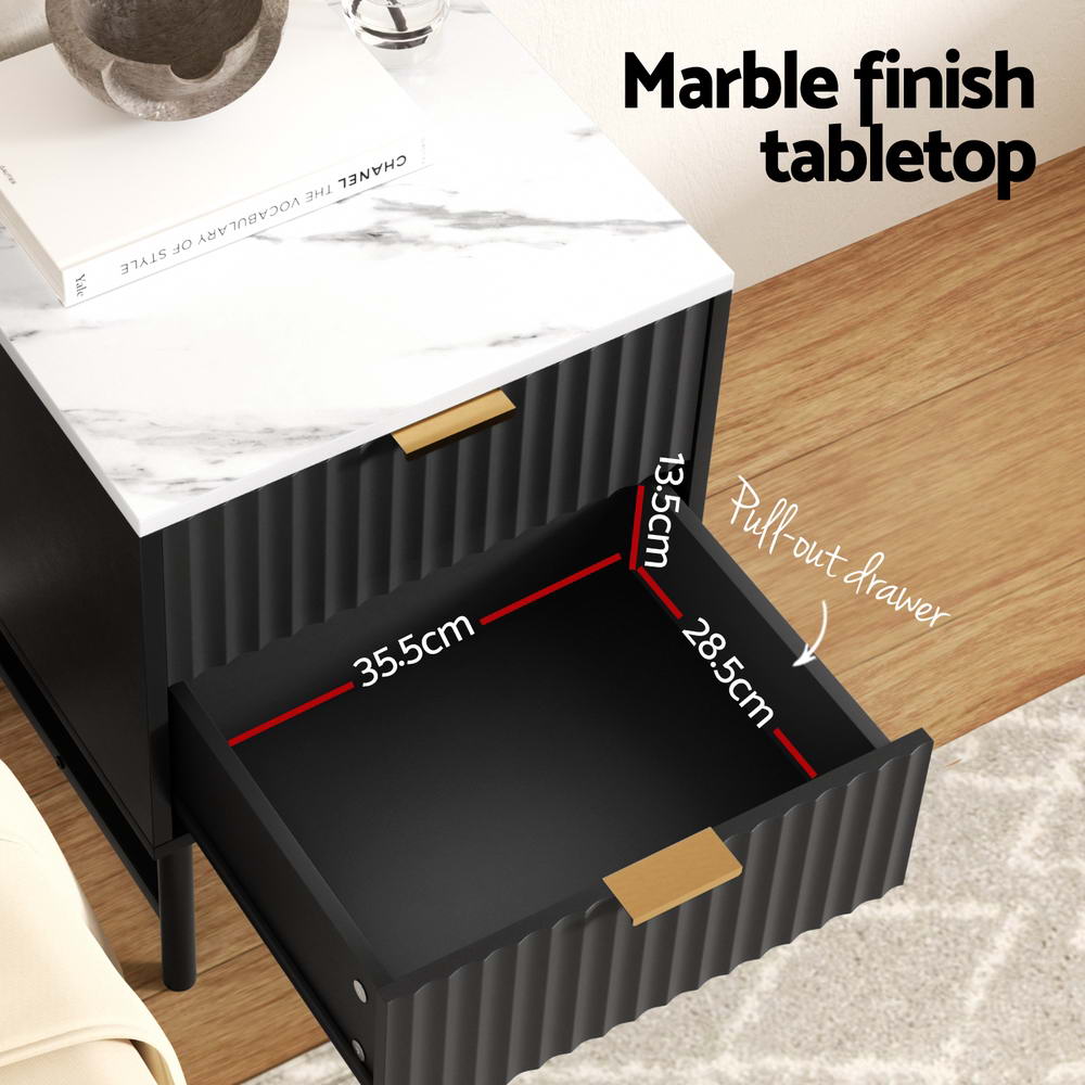Arlo Bedside Tables – Black – Set of 2