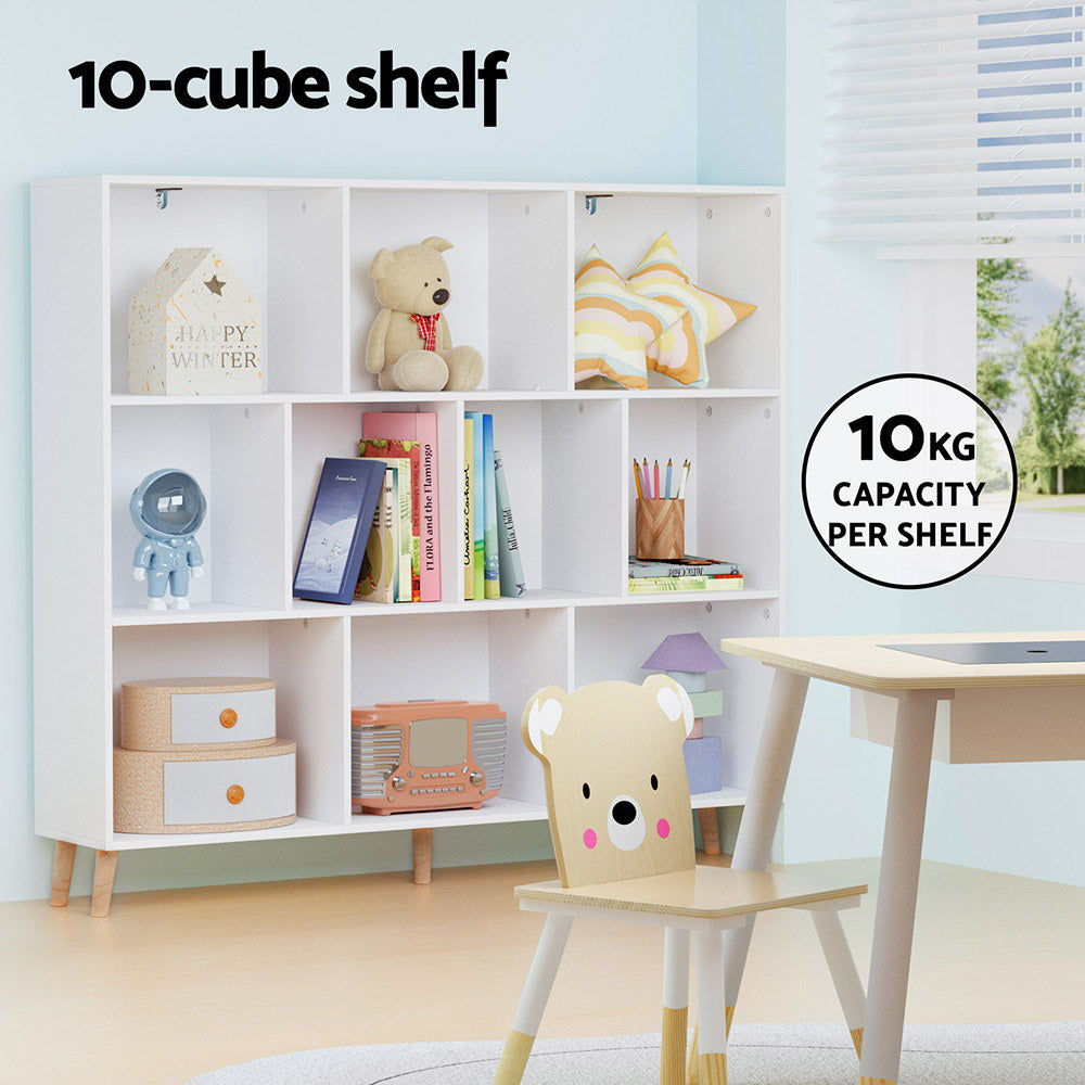 Cora 3-Tier Cube Bookshelf – White & Pine – 107 cm