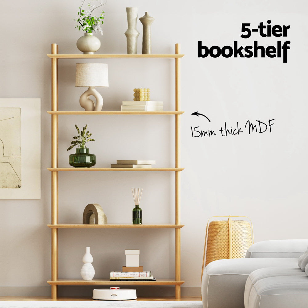 Alderon 5-Tier Bookshelf – Pine – 150 cm