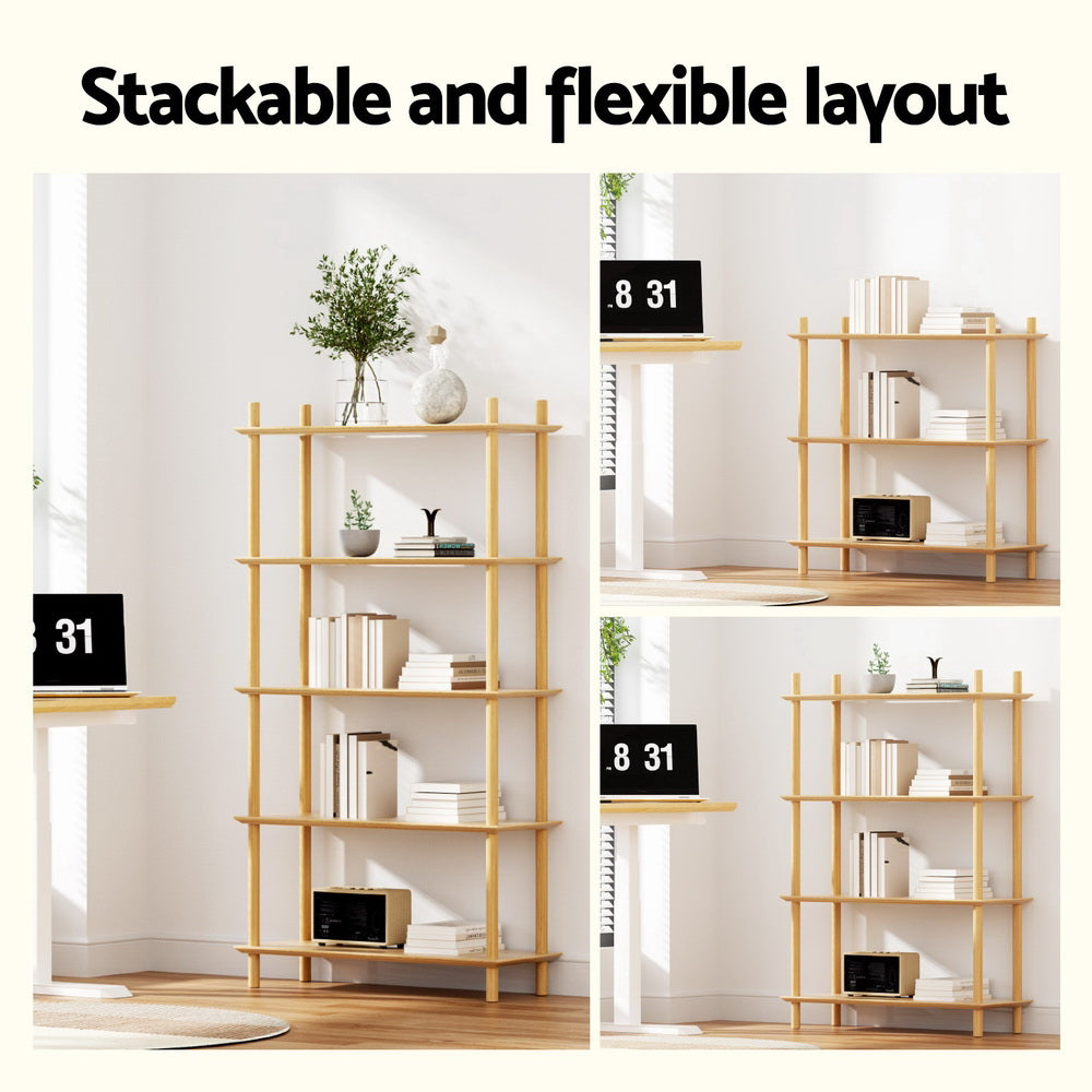 Alderon 5-Tier Bookshelf – Pine – 150 cm