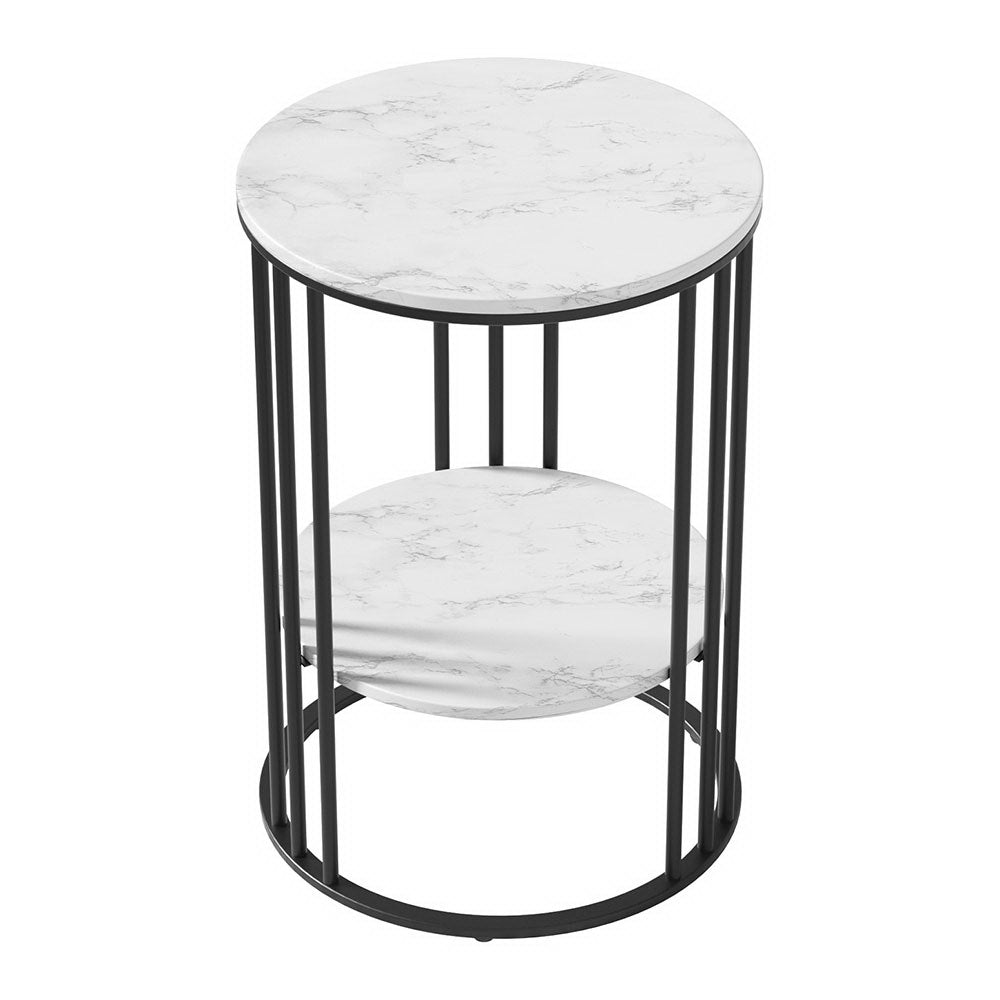 Serano Round Coffee Table – White Marble Effect – Small