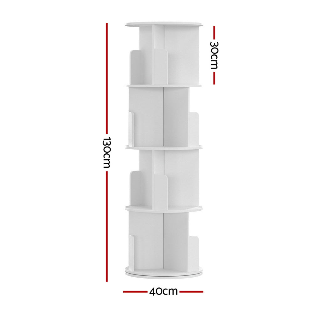 Edie 4-Tier Rotating Display Shelf – White – 130 cm