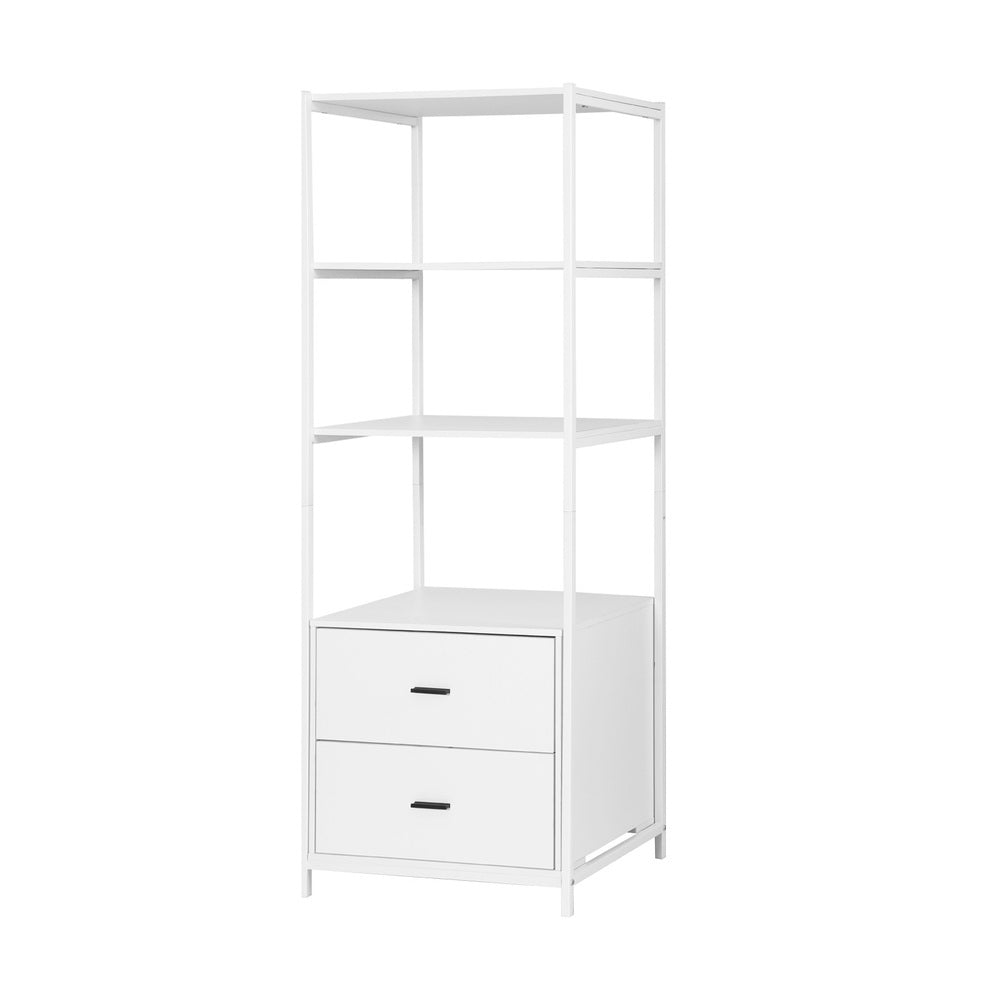 Kellan Bookshelf with Drawers – White – 152 cm