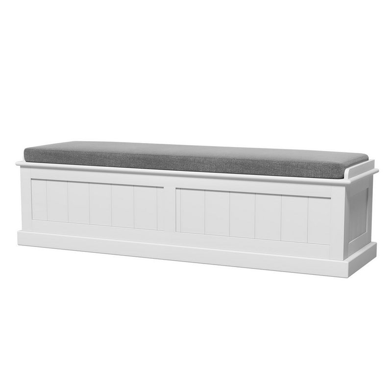 Blanket Storage Ottoman – 140cm Fluted Grey