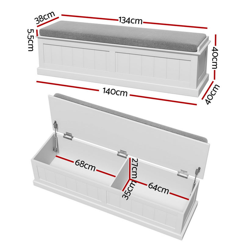 Blanket Storage Ottoman – 140cm Fluted Grey