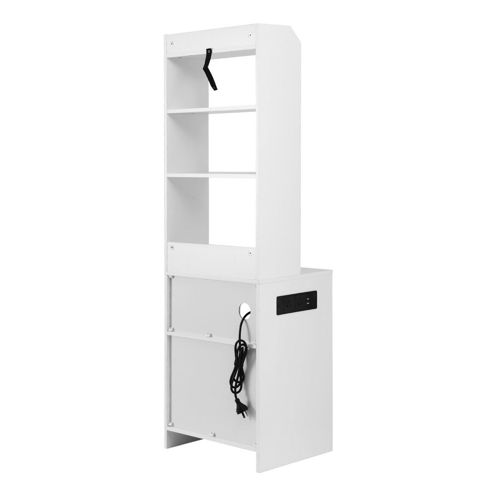 Nexus Bedside Table with Charging Station – White – 45 cm