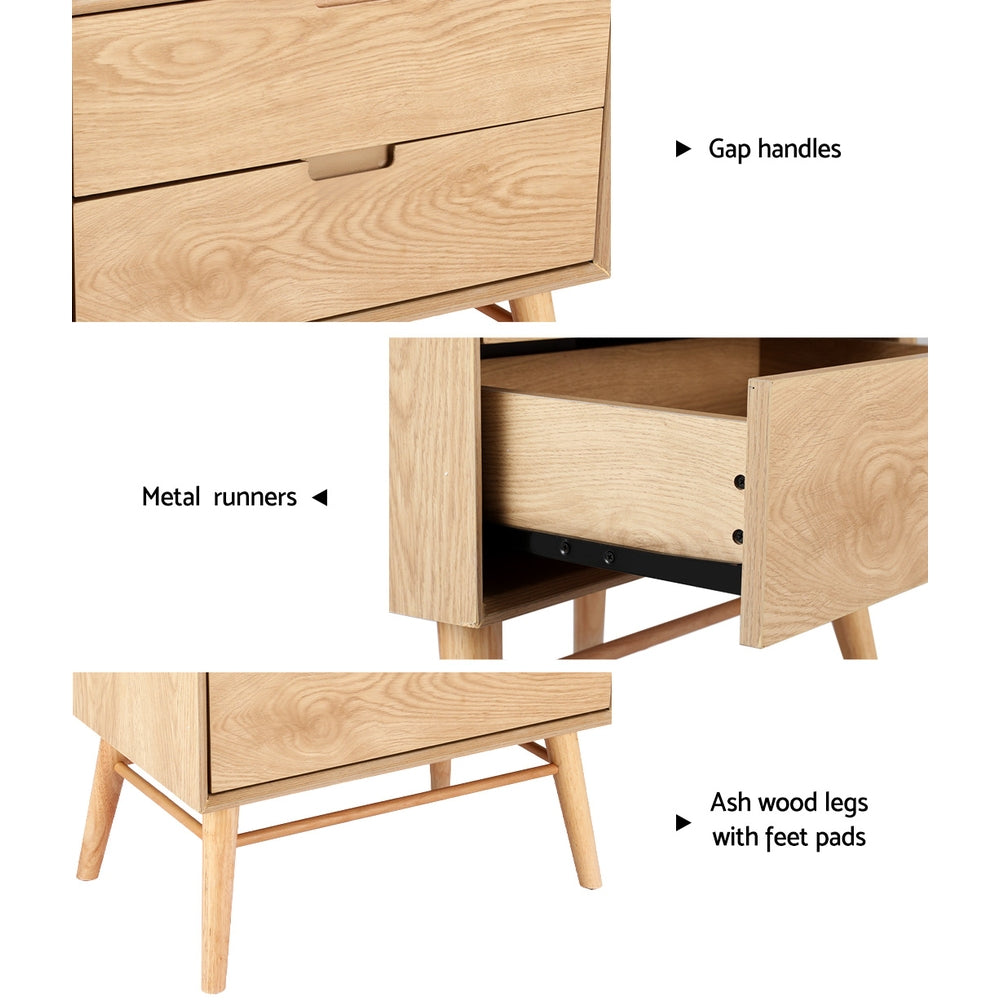 Gino Bedside Table – Oak – 60 cm
