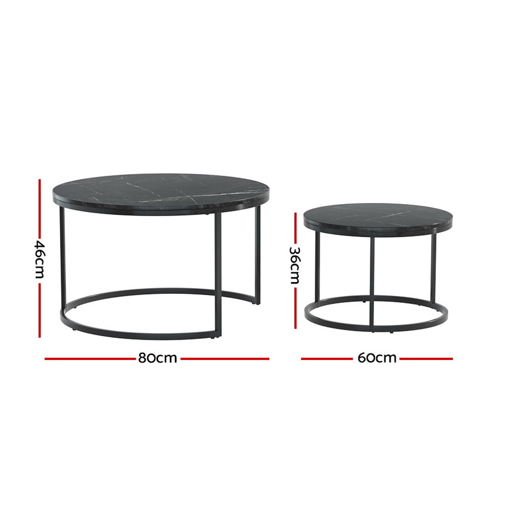Tika Nesting Coffee Tables – Black – Set of 2