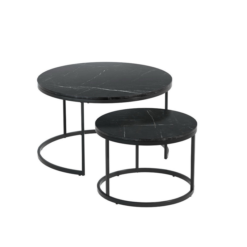 Nesting Coffee Tables – Set of 2, Marble Effect