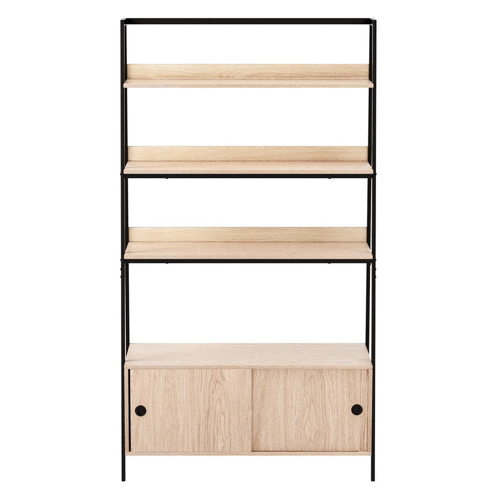 Mira 5-Tier Display Shelf with Cabinet – Oak – 180 cm