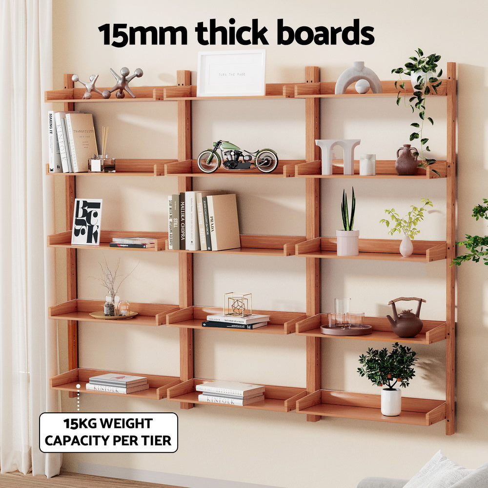 Capiz Floating Shelf – Oak – 5 Tiers