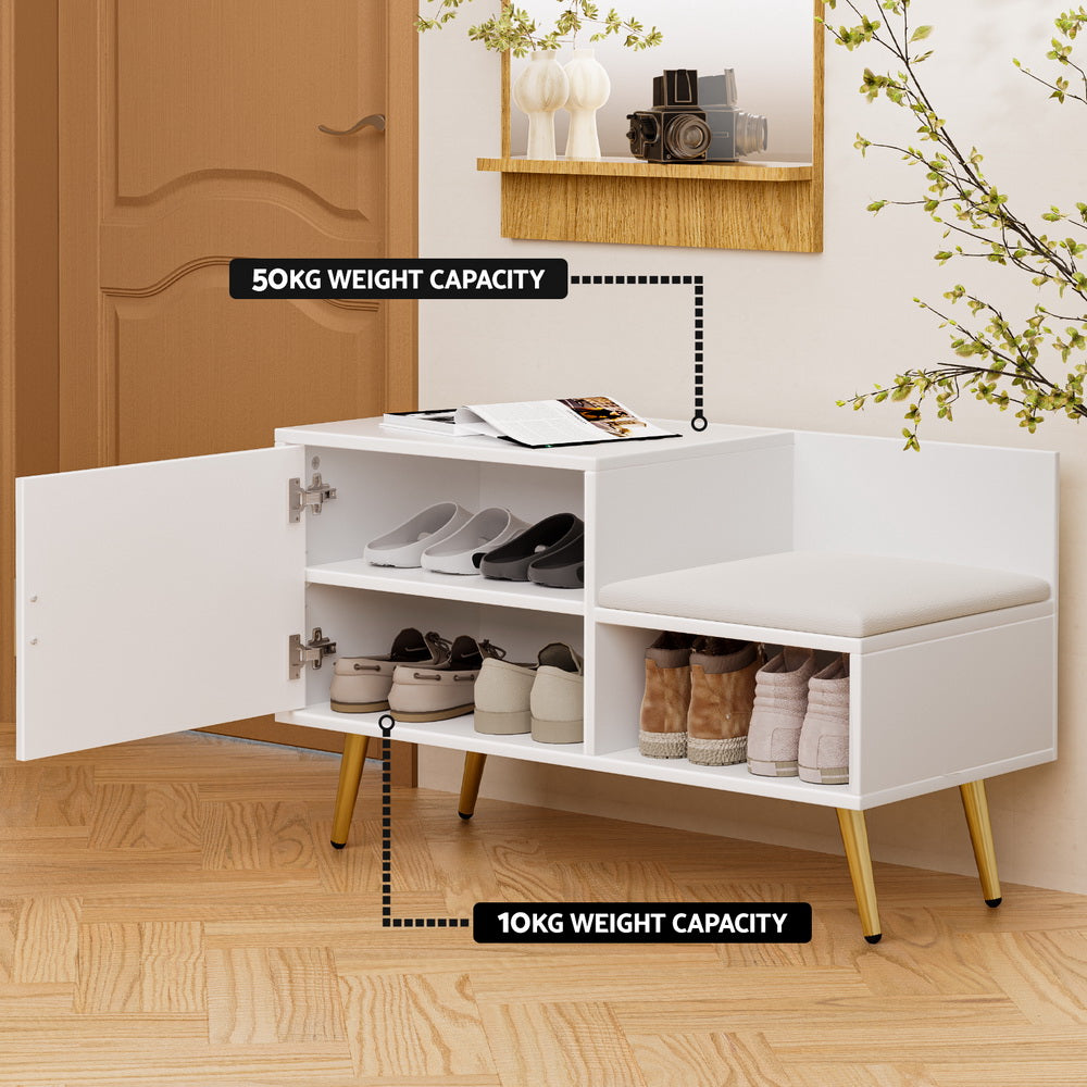 Fiora Shoe Storage Bench – White – 6 Pairs