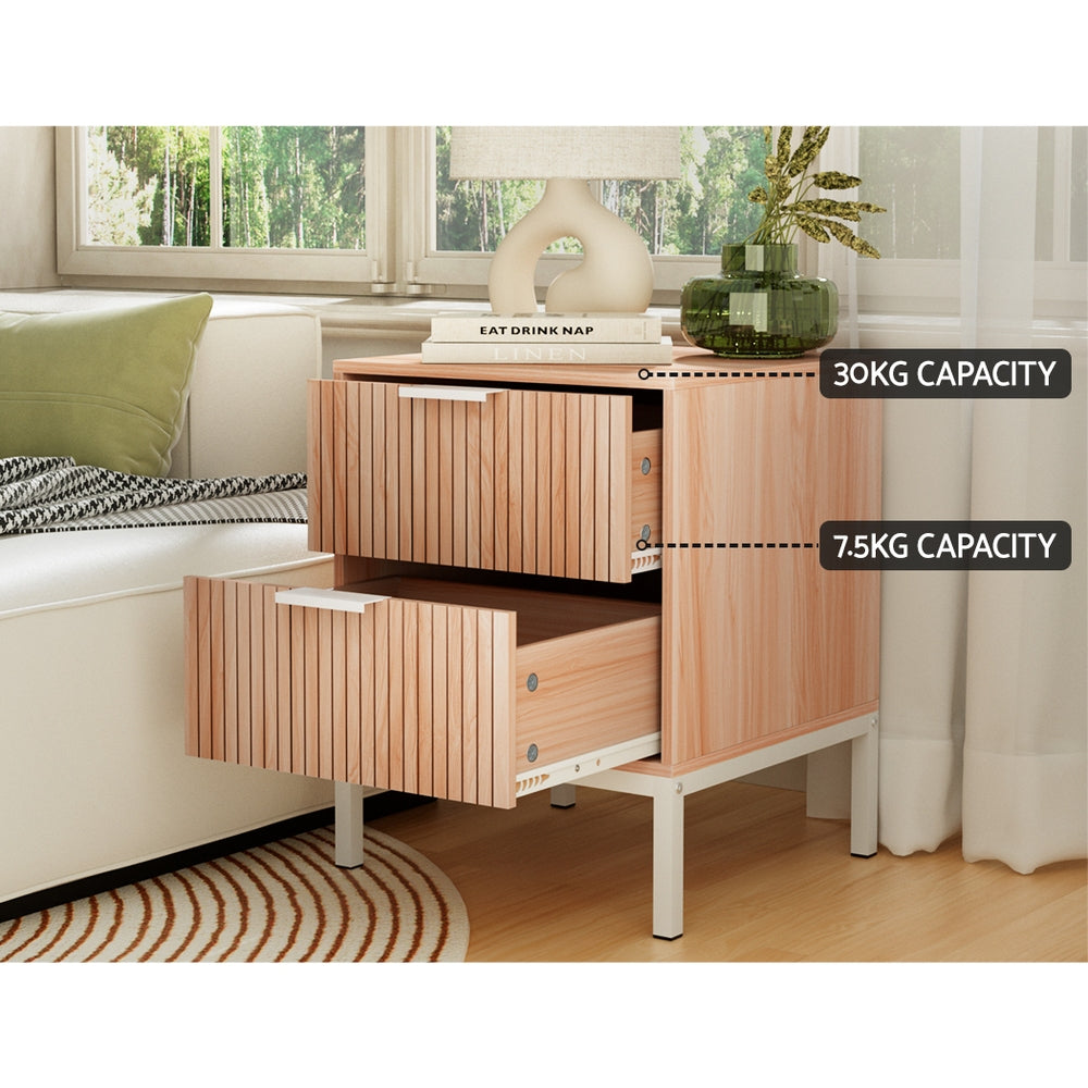 Lura Bedside Table – Pine – 2 Drawers