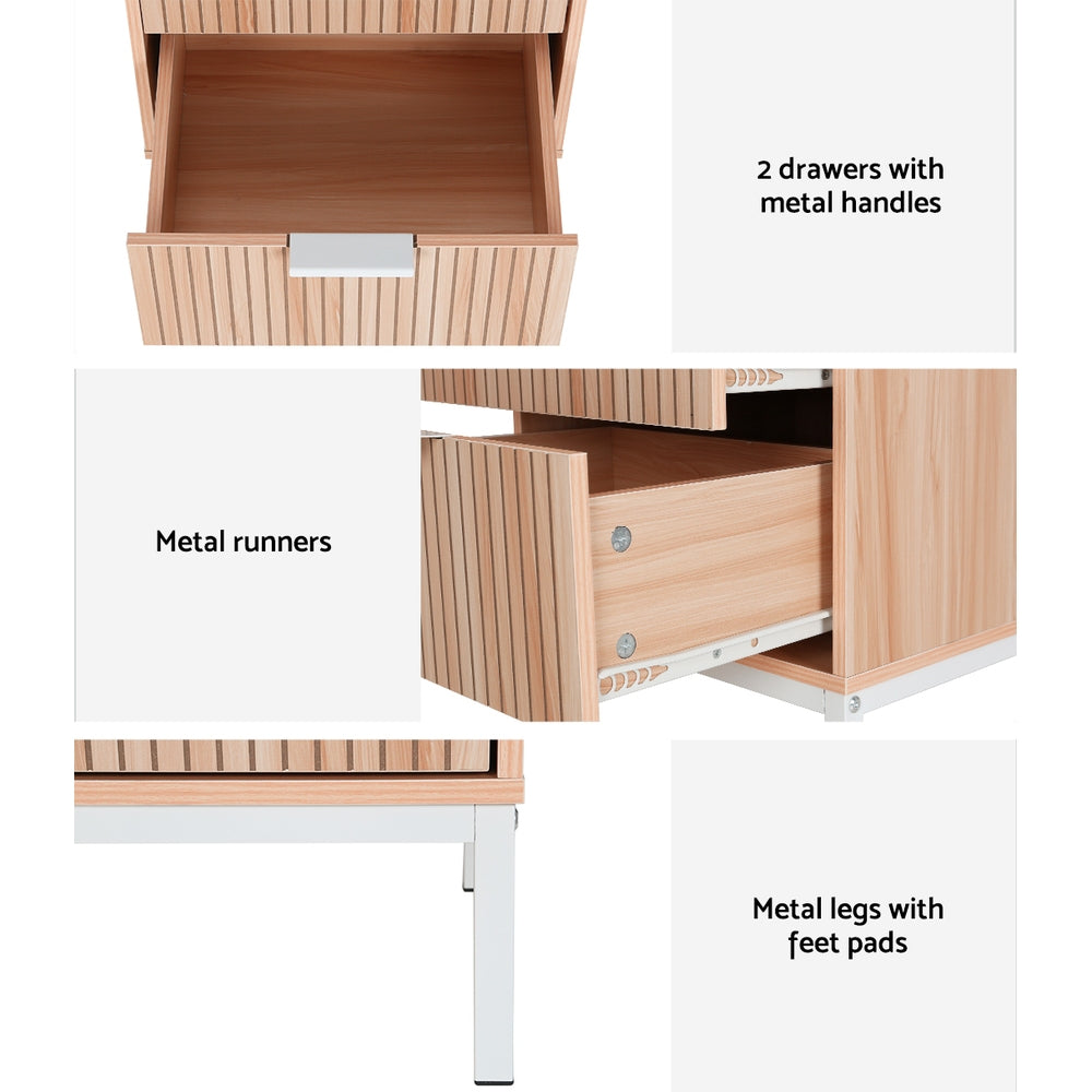 Lura Bedside Table – Pine – 2 Drawers