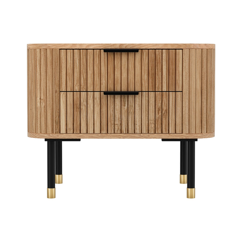Bedside Table with 2 Drawers – Paulownia Pine Wood