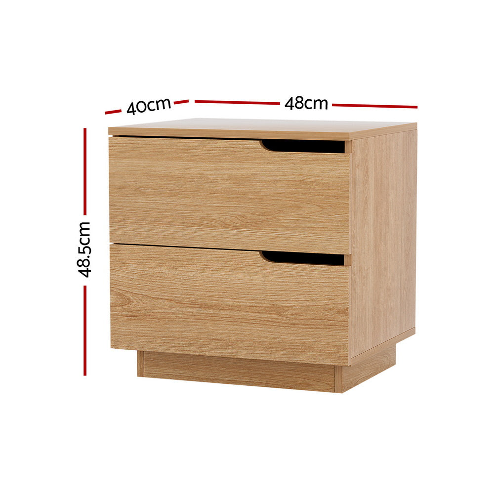 Keller Bedside Table – Pine – 2 Drawers
