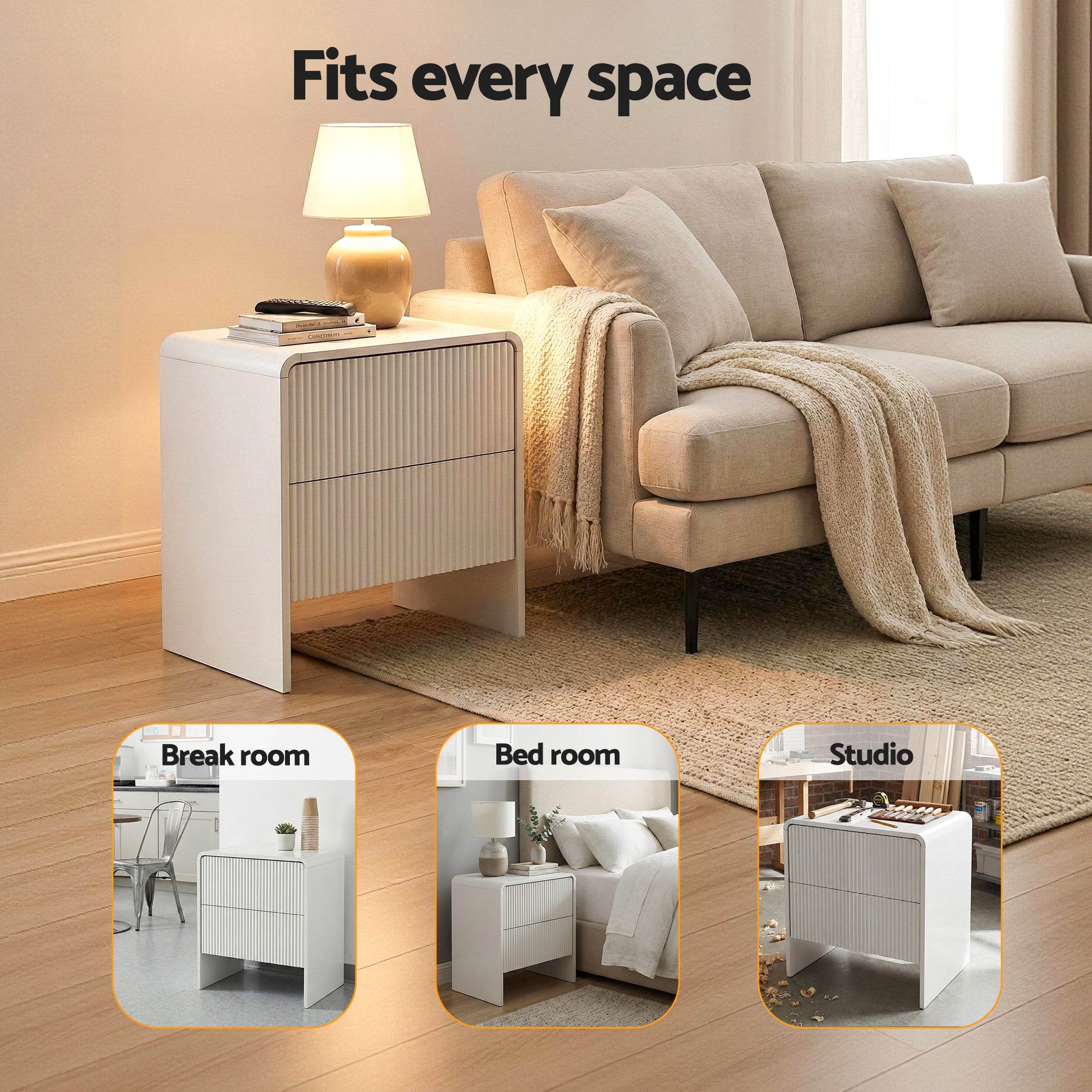 Emerson Bedside Table – Beige – 50 cm