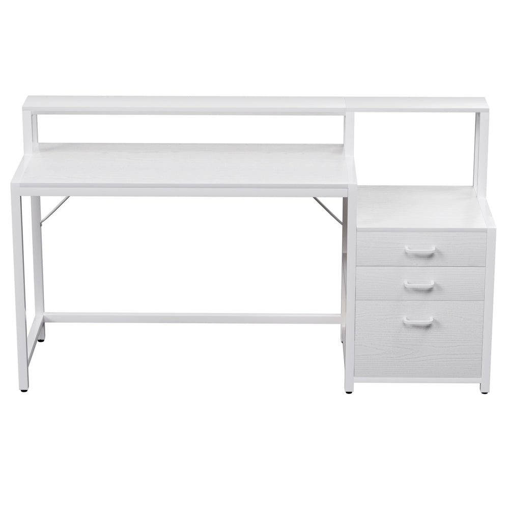 Hudson Storage Desk with Drawers – White – 160 cm