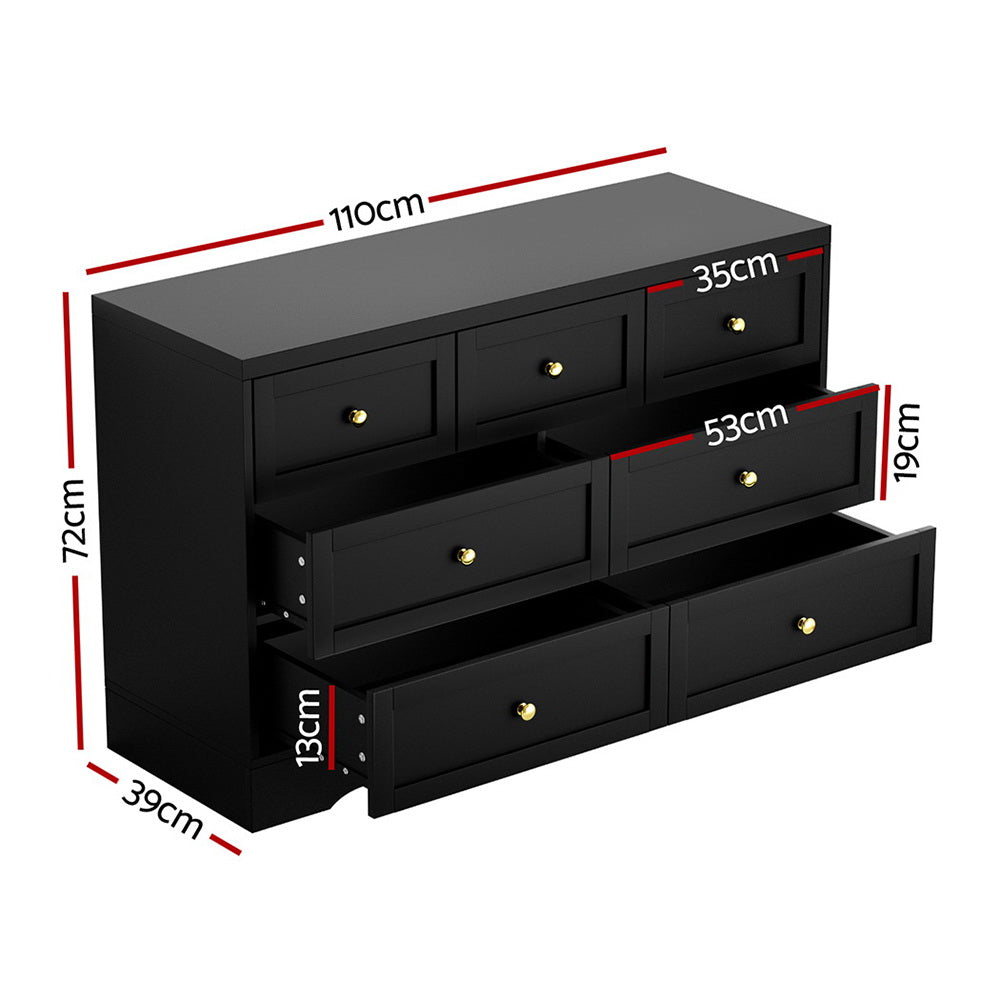 Atlas 7 Drawer Tallboy – Black – Medium