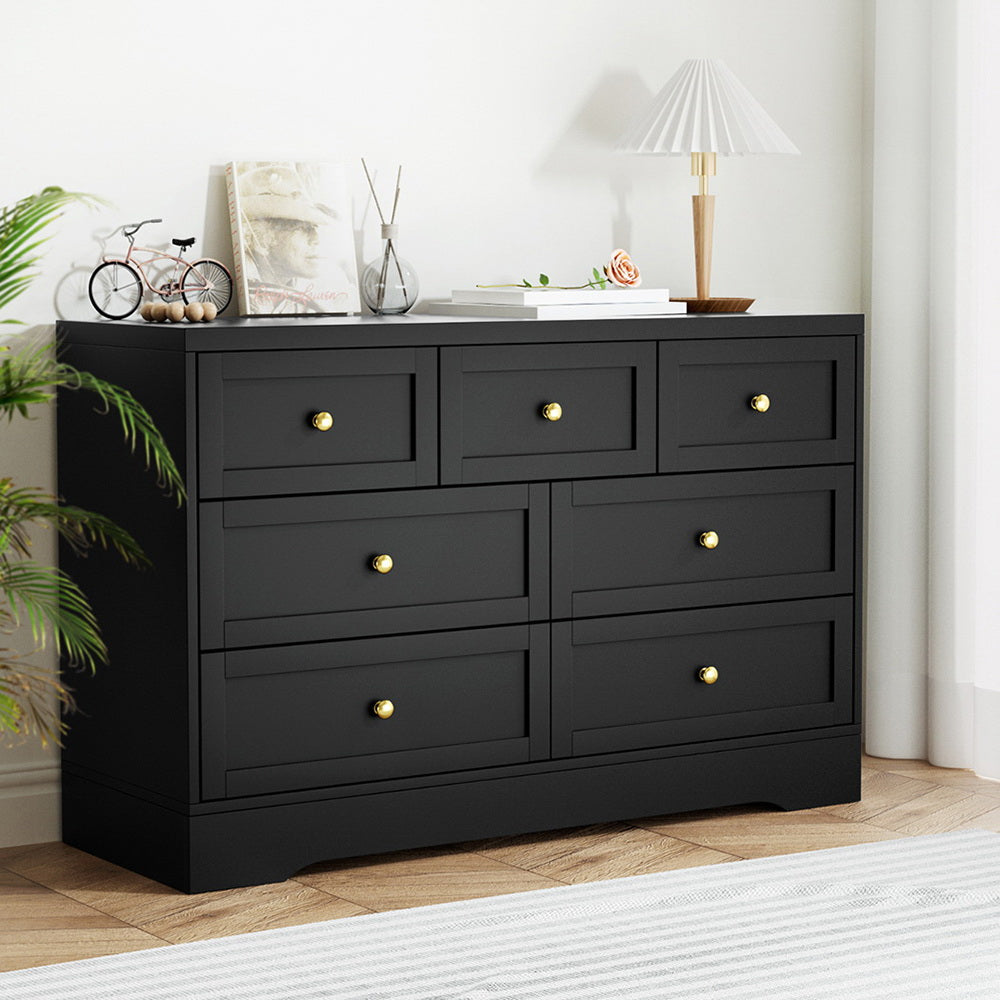 Atlas 7 Chest of Drawers Dresser Table Black
