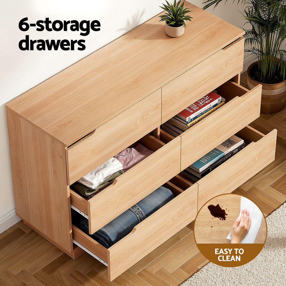 Rowan 6 Drawer Lowboy – Pine – 120 cm