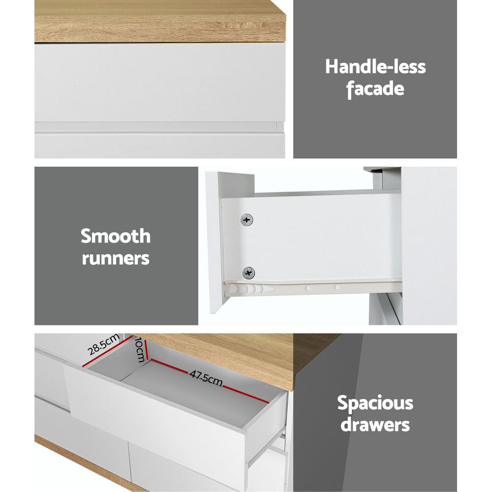 Lior 6 Drawer Lowboy – White & Oak – 110 cm