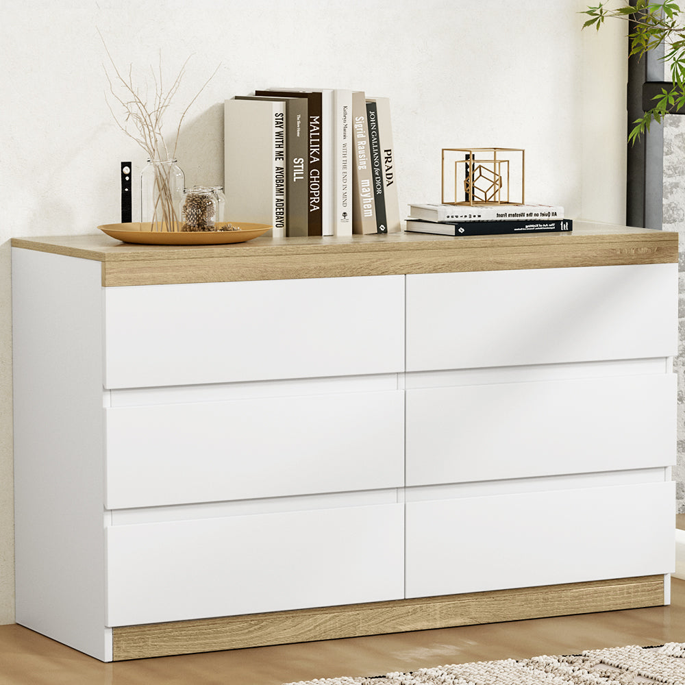 Rowan 6 Chest of Drawers Cabinet Dresser Table Tallboy Storage Bedroom White