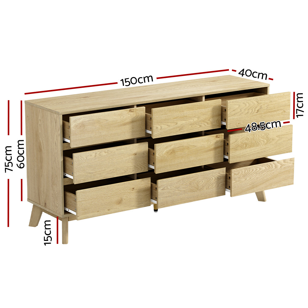 Cove 9 Drawer Tallboy – Pine – Large