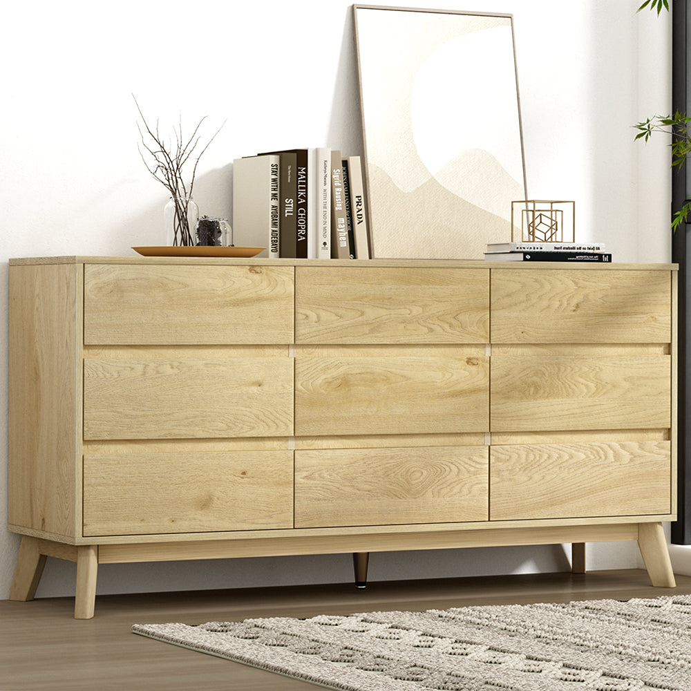 Cove 9 Chest of Drawers Tallboy Cabinet - XAVI Pine