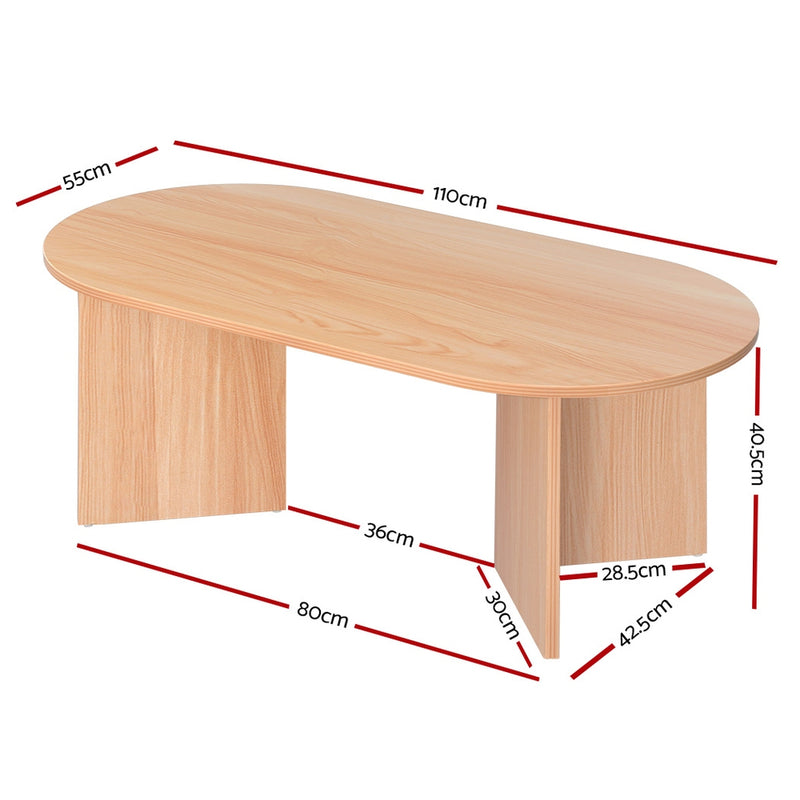 Oval Coffee Table 110CM Pine