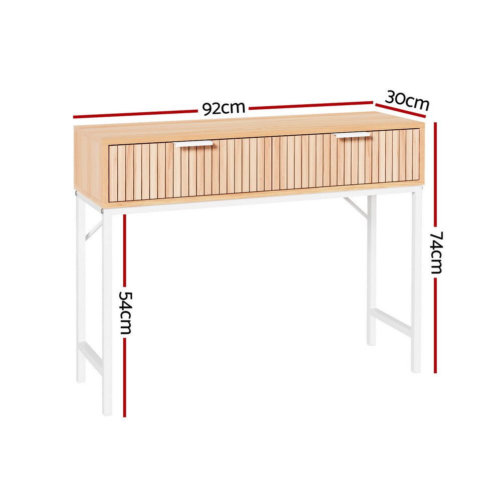 Harmony Console Table with 2 Drawers – Pine – 92 cm