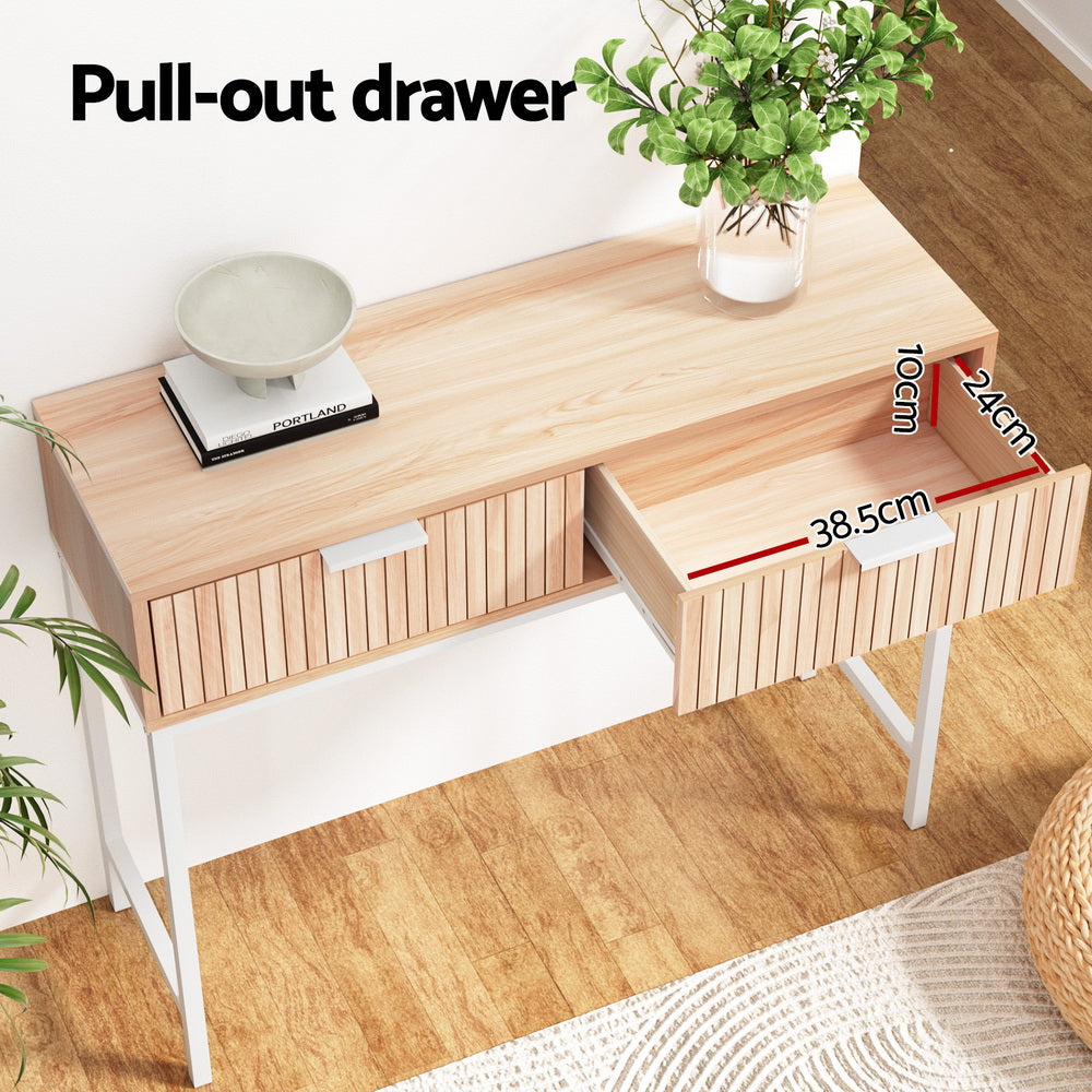 Harmony Console Table with 2 Drawers – Pine – 92 cm