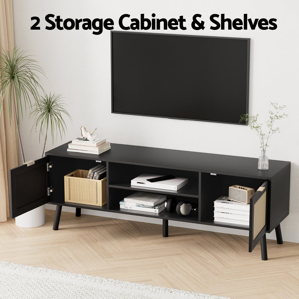 Cove TV Unit Storage Cabinet – Black – 150 cm