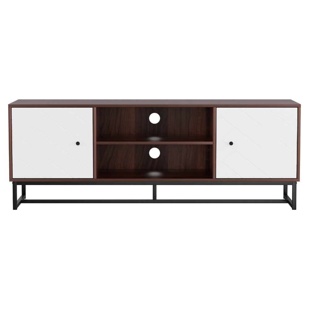 Cove TV Unit Storage with Shelves – White & Oak – 150 cm