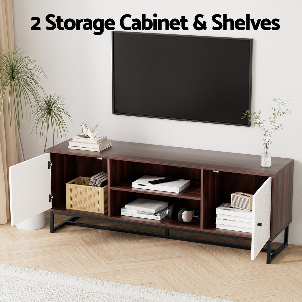 Cove TV Unit Storage with Shelves – White & Oak – 150 cm