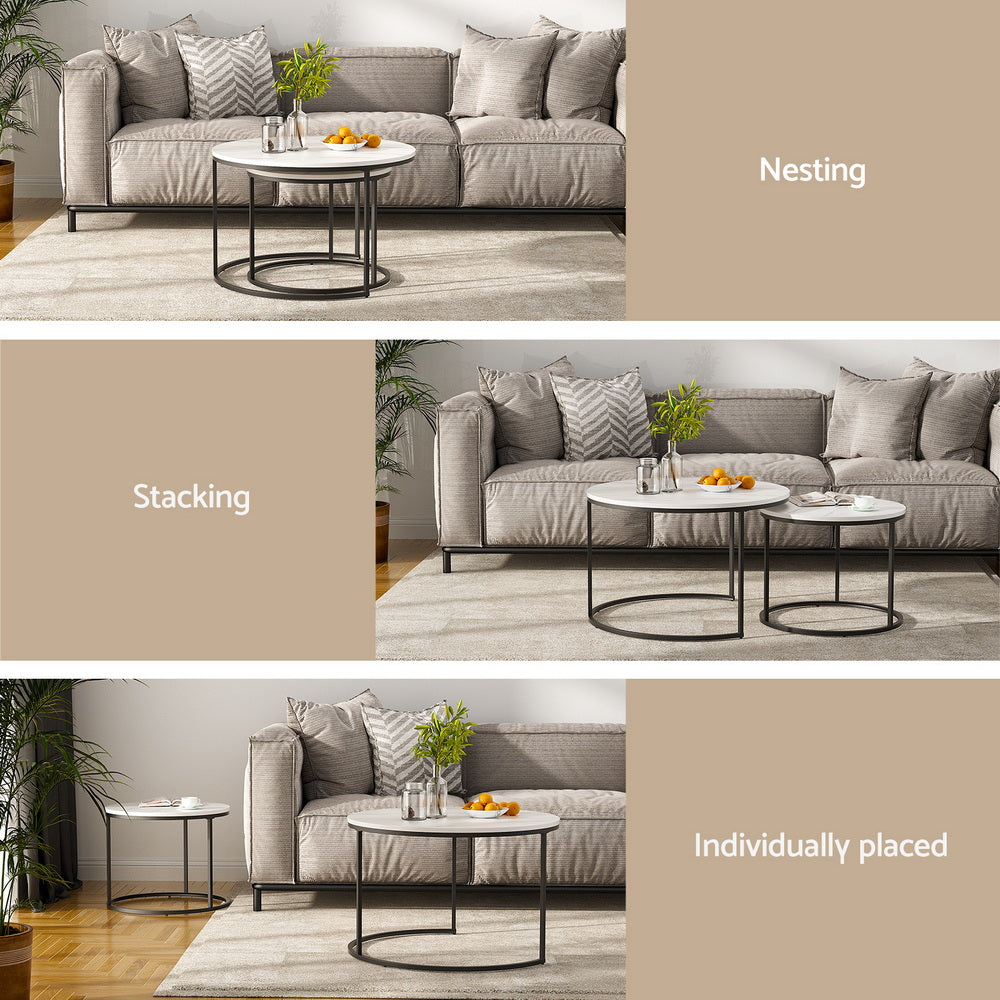 Serano Nesting Coffee Tables – Marble Effect – Set of 2