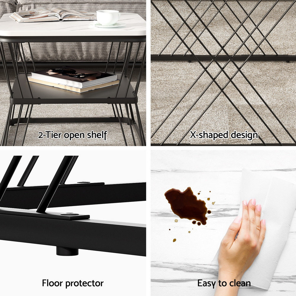 Alderon Nesting Coffee Tables – Marble Effect – Set of 2